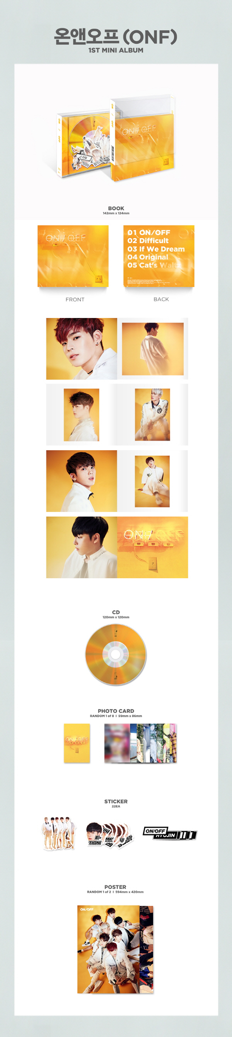 1st Mini Album ON/OFF ONF CD+Photocard+Sticker KPOP K-POP 